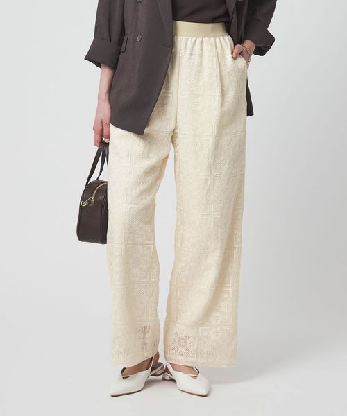 green label relaxing/シアー レース パンツ/イージーパンツ