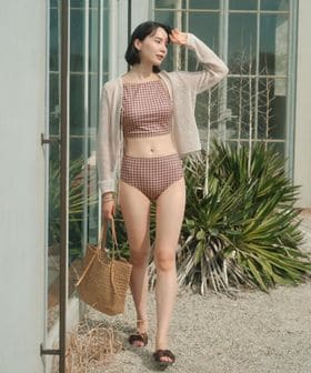 green label relaxing/ハイネックビスチェ チェック柄 A スイムウェア / 水着/水着