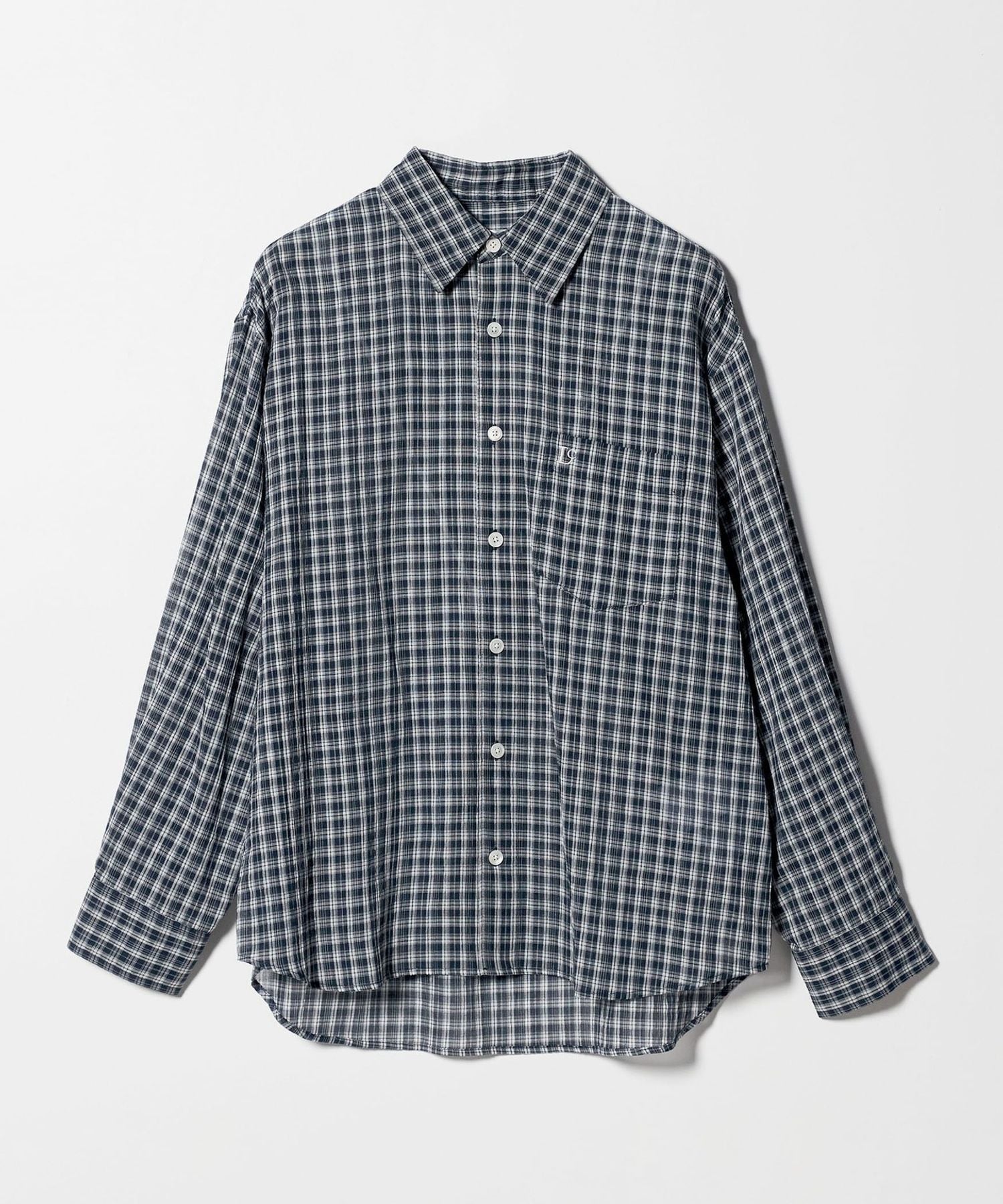 LOW CLASSIC Lc＞オーバーサイズ チェック シャツ ネイビー