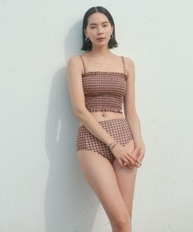 green label relaxing/シャーリングビスチェ&ショーツ チェック柄 B / スイムウェア / 水着/水着