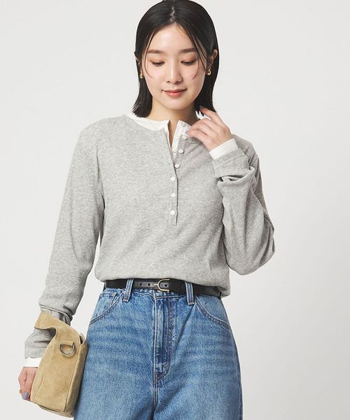 green label relaxing/【WEB限定】＜at ease＞シアーテレコ ヘンリーネック カットソー/Tシャツ / カットソー