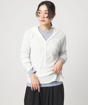 green label relaxing/【WEB限定】＜at ease＞シアーテレコ フード ロングスリーブ カットソー/Tシャツ / カットソー