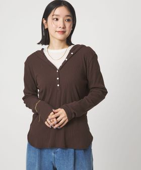 green label relaxing/【WEB限定】＜at ease＞シアーテレコ フード ロングスリーブ カットソー/Tシャツ / カットソー