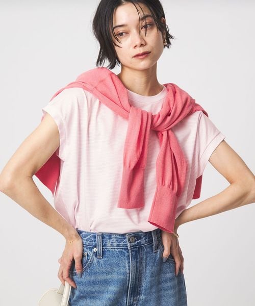 green label relaxing/グロッシー フレンチスリーブ Tシャツ 制菌/Tシャツ / カットソー