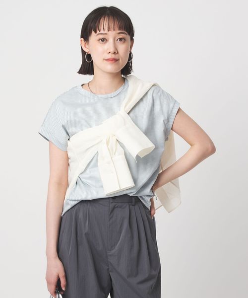 green label relaxing/グロッシー フレンチスリーブ Tシャツ 制菌/Tシャツ / カットソー