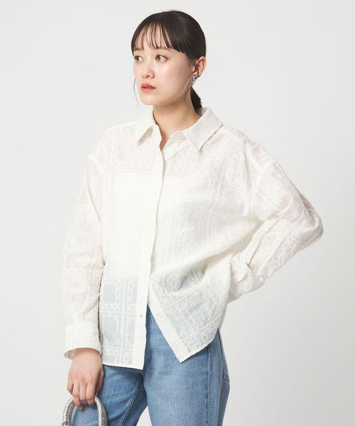 green label relaxing/シアー クロス ステッチ シャツ/シャツ / ブラウス
