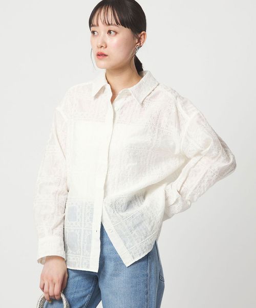 green label relaxing/シアー クロス ステッチ シャツ/シャツ / ブラウス