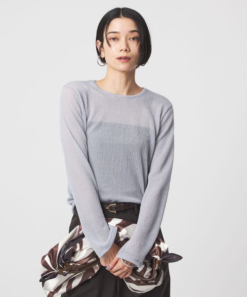 green label relaxing/シャーリング シアー ロングスリーブ プルオーバー カットソー/Tシャツ / カットソー