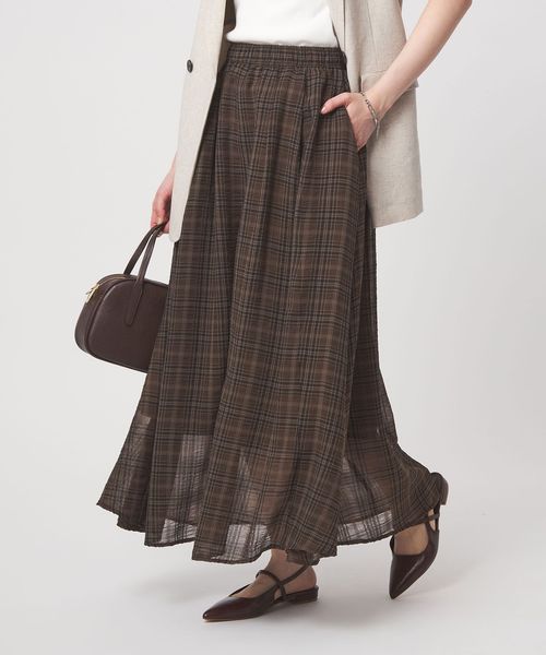 green label relaxing/シアー チェック ロング スカート/ミモレ / ロング
