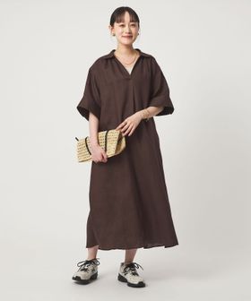 green label relaxing/［size SHORTあり］リネン シャツ ワンピース/ワンピース