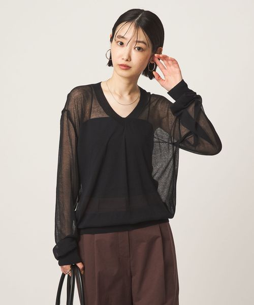 green label relaxing/＜BLOSSOM＞シアー Vネック ニット/ニット / セーター