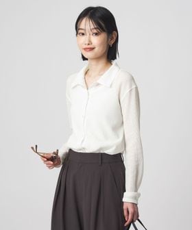 green label relaxing/シアー サーマル ポロカーディガン/カーディガン / ボレロ