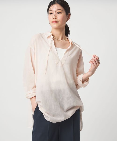 green label relaxing/【WEB限定】＜at ease＞シアー スキッパー シャツ/シャツ / ブラウス