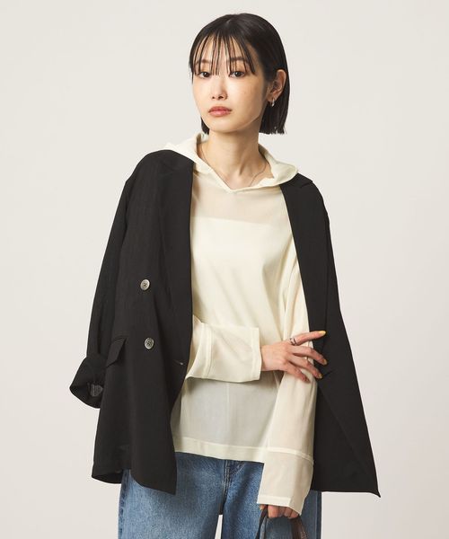 green label relaxing/シアー フーディー プルオーバー カットソー/Tシャツ / カットソー