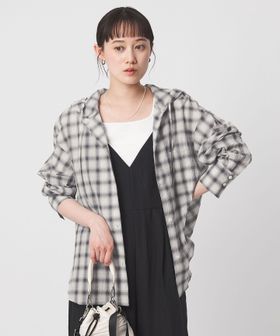 green label relaxing/【WEB限定】＜at ease＞フード チェック シャツ/シャツ / ブラウス
