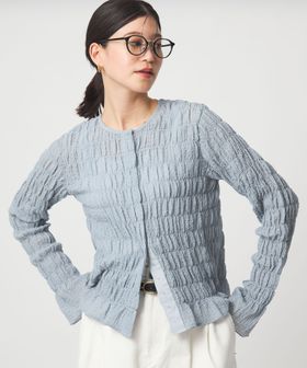 green label relaxing/【WEB限定】＜at ease＞シアー サッカーライク クルーネック カーディガン/カーディガン / ボレロ