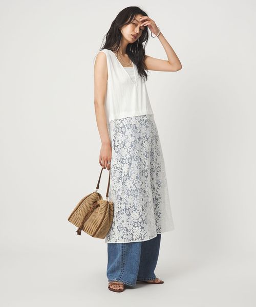 green label relaxing/レース ドッキング ワンピース/ワンピース