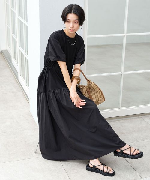 green label relaxing/タフタ ドッキング ワンピース/ワンピース