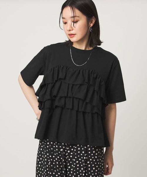 green label relaxing/【WEB限定】＜at ease＞フロント フリル ショートスリーブ カットソー/Tシャツ / カットソー