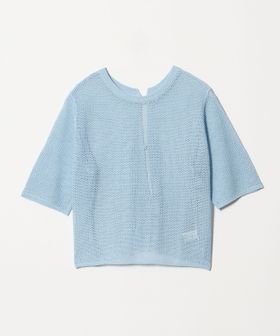 green label relaxing/メッシュ クルーネック リボン ショートスリーブ ニット/ニット / セーター