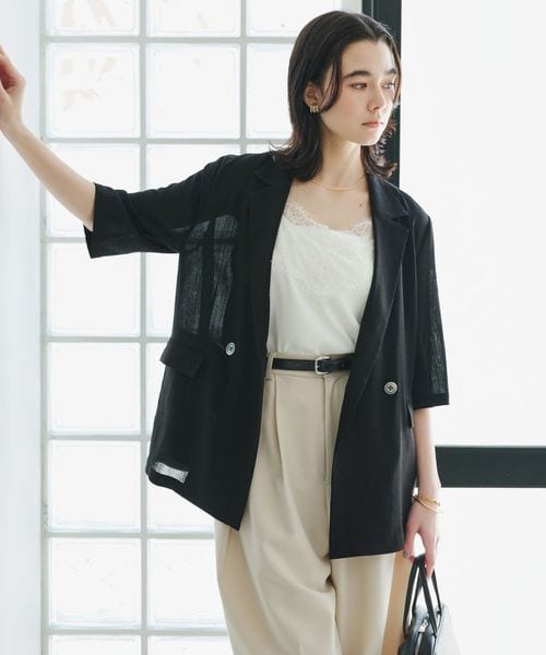 green label relaxing/【結論シリーズ】シアーエアミドルスリーブジャケット［size SHORTあり］/テーラードジャケット