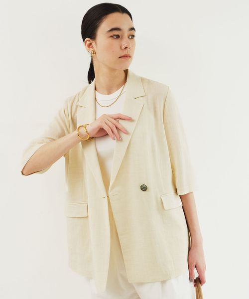 green label relaxing/【結論シリーズ】シアーエアミドルスリーブジャケット［size SHORTあり］/テーラードジャケット