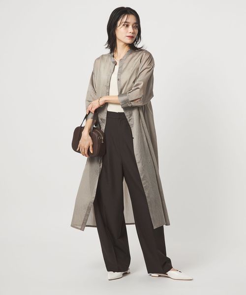 green label relaxing/シアー ストライプ シャツワンピース/ワンピース