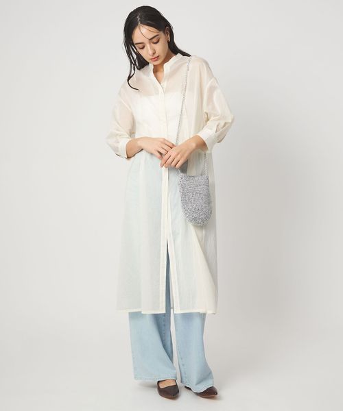 green label relaxing/シアー ストライプ シャツワンピース/ワンピース