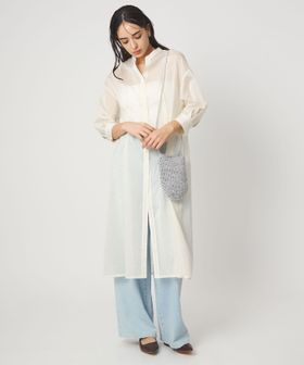 green label relaxing/シアー ストライプ シャツワンピース/ワンピース