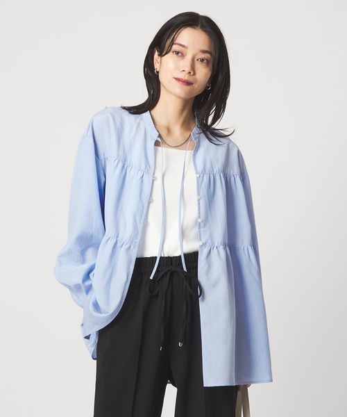 green label relaxing/ボリューム ギャザー ハオリ ブラウス UVカット 接触冷感/シャツ / ブラウス