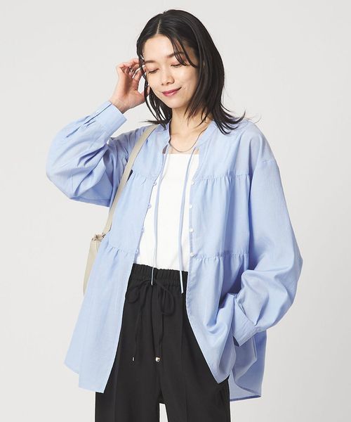 green label relaxing/ボリューム ギャザー ハオリ ブラウス UVカット 接触冷感/シャツ / ブラウス