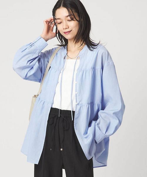 green label relaxing/ボリューム ギャザー ハオリ ブラウス UVカット 接触冷感/シャツ / ブラウス