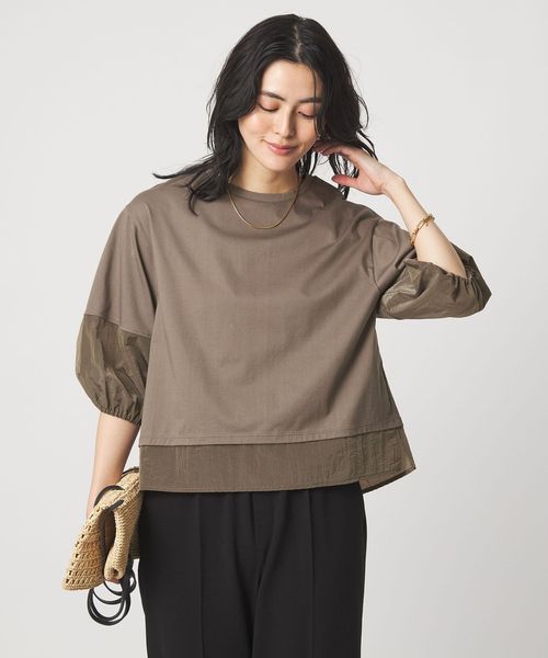 green label relaxing/タフタ ドッキング ボリュームスリーブ プルオーバー/Tシャツ / カットソー