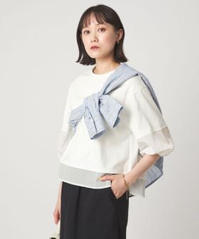 green label relaxing/タフタ ドッキング ボリュームスリーブ プルオーバー/Tシャツ / カットソー