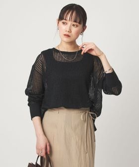 green label relaxing/フレンチリネン メッシュ プルオーバー ニット/ニット / セーター