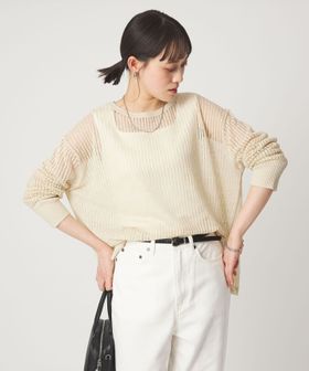 green label relaxing/フレンチリネン メッシュ プルオーバー ニット/ニット / セーター