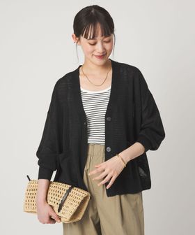 green label relaxing/フレンチリネン Vネック カーディガン ウォッシャブル/カーディガン / ボレロ