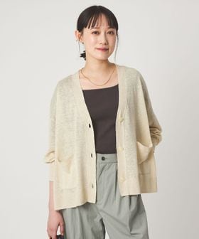 green label relaxing/フレンチリネン Vネック カーディガン ウォッシャブル/カーディガン / ボレロ