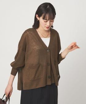 green label relaxing/フレンチリネン Vネック カーディガン ウォッシャブル/カーディガン / ボレロ