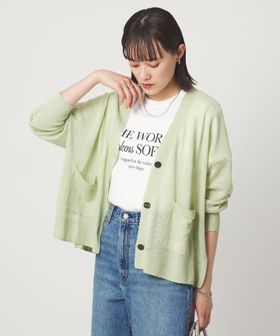 green label relaxing/フレンチリネン Vネック カーディガン ウォッシャブル/カーディガン / ボレロ