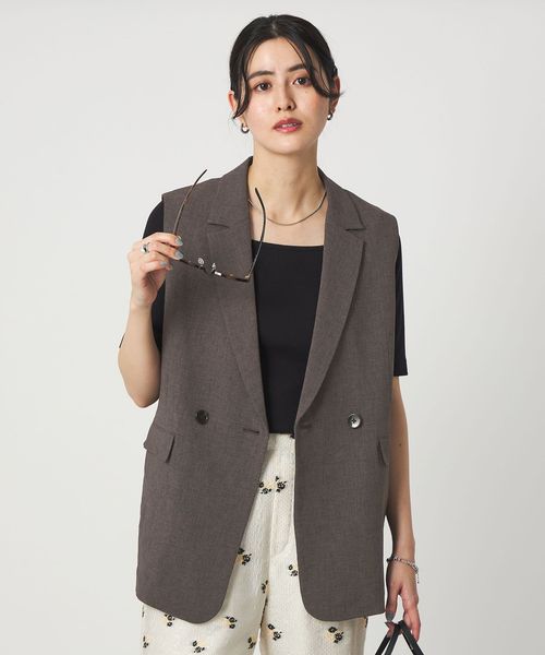 green label relaxing/ラスティック ツイル ジレ マシンウォッシャブル ストレッチ UVカット 吸水速乾/ベスト