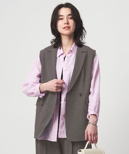 green label relaxing/ラスティック ツイル ジレ マシンウォッシャブル ストレッチ UVカット 吸水速乾/ベスト