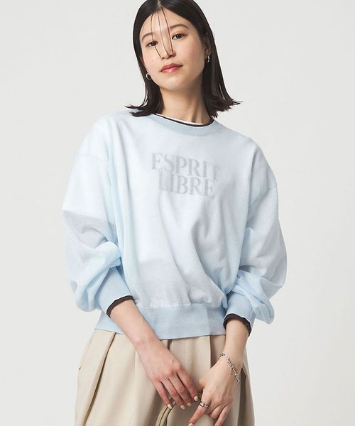 green label relaxing/【WEB限定】＜at ease＞バイカラー シアー ニット プルオーバー/ニット / セーター