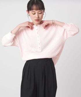 green label relaxing/【WEB限定】＜at ease＞ワッフル ヘンリーネック 5分袖 カットソー/Tシャツ / カットソー