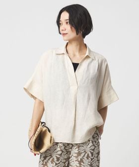 green label relaxing/リネン スキッパー ショートスリーブ シャツ/シャツ / ブラウス