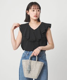 green label relaxing/100/2 ラッフルカラー ノースリーブ ブラウス/シャツ / ブラウス