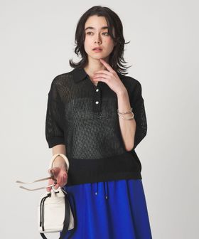 green label relaxing/メッシュ ポロニット ウォッシャブル/ニット / セーター