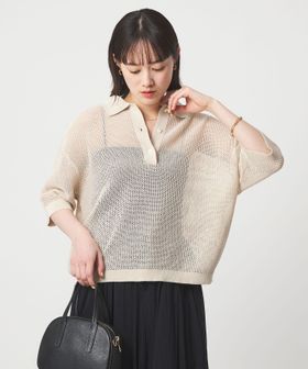 green label relaxing/メッシュ ポロニット ウォッシャブル/ニット / セーター