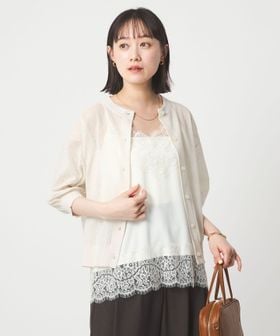 green label relaxing/シアー カーディガン ニット ウォッシャブル/カーディガン / ボレロ