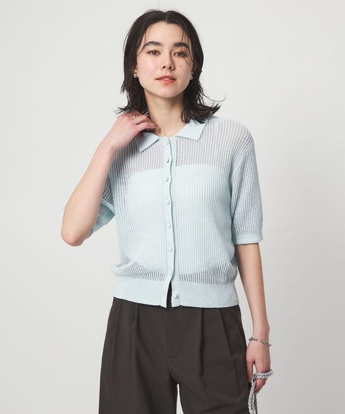 green label relaxing/メッシュ ポロカーディガン ニット ウォッシャブル/カーディガン / ボレロ